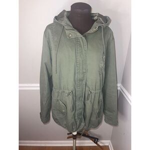 Ambiance Utility‎ Hooded Jacket Womens Plus Size 1X Army Green